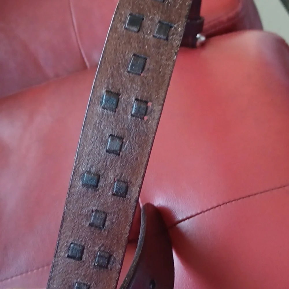 Dark brown Woven made in Mexico leather belt, Sz 42